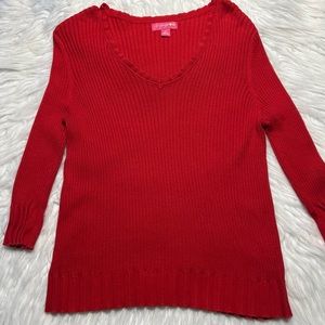 Liz Lange Red cable knit lightweight Maternity Sweater size Large (L)